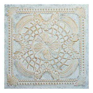 Faux tin vintage Ceiling tiles decor wall panels PL31 Aged white gold 10pcs/lot - Picture 1 of 17