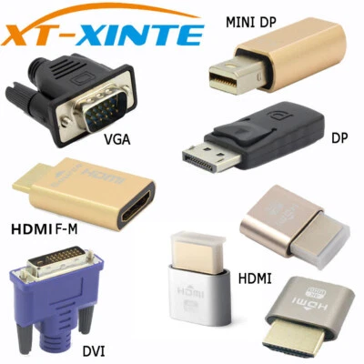 EDID Connector VGA DVI HDMI Mini DP Displayport Virtual Display Dummy Adapter - Bild 1 von 4