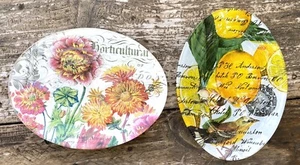 Two Michel Design Works Anemone & Lemon Bird  Glass Trinket Soap Dishes - Picture 1 of 8
