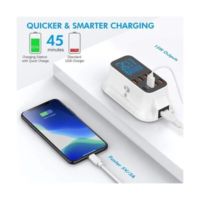 Multiple USB Charger, 8-Port Desktop Charging Station with Quick Charge 3.0 U... - Image 1 of 4