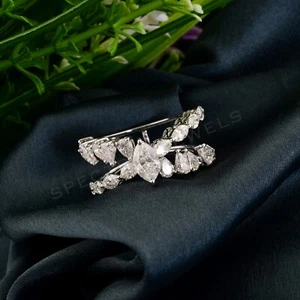 Marquise SI/H Diamond Crisscross Ring 18k White Solid Gold Birthday Gift 2.77 Ct - Picture 1 of 10