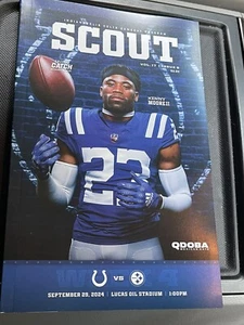 September 29, 2024 Steelers At Colts Game Program — Kenny Moore On Front - Picture 1 of 2