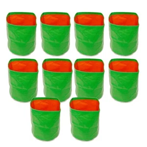Plastic Grow Bag, Green And Orange 12 X 12 Inch, Pack Of 10 BEST DURABLE QUALITY - Picture 1 of 6