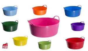 GENUINE SHALLOW TUBTRUG 15L FLEXIBLE HORSE FEEDING WATER BUCKET VARIOUS COLOURS  - Picture 1 of 21