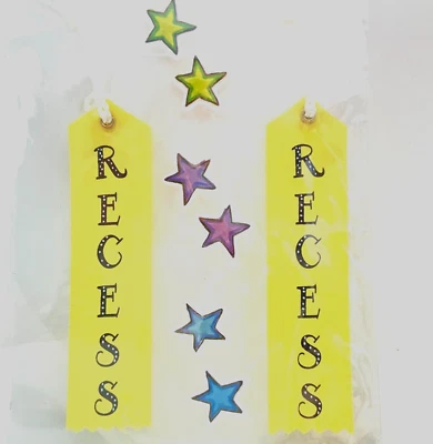 ~NUEVO~2 "RECESO" Cintas Amarillas 2Verdes+2Púrpura+2 Estrellas Azules Álbum de Recortes Pegatinas 3D Foto 1 de 4