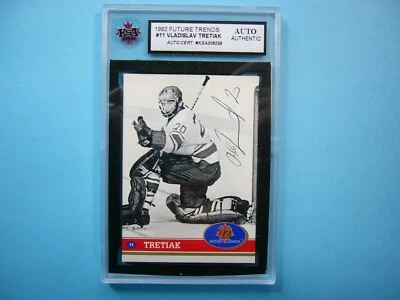 1991 1991/92 FUTURE TRENDS HOCKEY CARD #11 VLADISLAV TRETIAK KSA AUTO AUTOGRAPH - Image 1 of 4