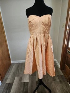 Neu mit Etikett J. Crew Koralle trägerloses Minikleid Plissee vorne Brautjungfer Party Größe 14 - Bild 1 von 6