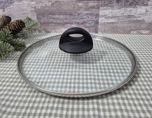 Glass Skillet Lid 9 3/8" inner-diameter, 10" wide Edge to Edge with Black Handle - Picture 1 of 6
