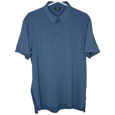 Camisa polo masculina AG Adriano Goldschmied M azul manga curta malha golfe etiqueta verde - Imagem 1 de 4