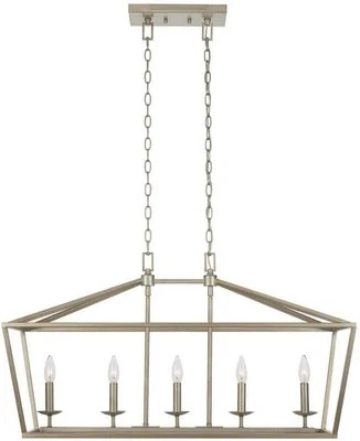 Weyburn 36 in. 5-Light Brushed Nickel Farmhouse Linear Chandelier Light Fixture - Image 1 of 4