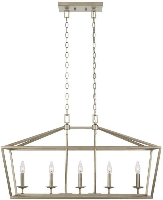Weyburn 36 in. 5-Light Brushed Nickel Farmhouse Linear Chandelier Light Fixture - Image 1 of 4