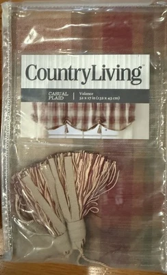 Juego de 2 cenefas Country Living informales a cuadros 52 x 17 nuevas en paquete Foto 1 de 4