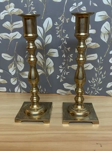 Two Vintage 8 Brass Candlesticks Made In India Candle Holders - Picture 1 of 8
