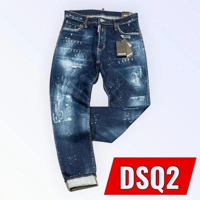 DSQ2 Cool Guy Slim to Regular Fit Men's Stretchy Washed Ripped Blue Jeans - Image 1 of 3