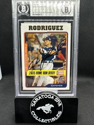 2005 Topps Update Home Run Derby Ivan Rodriguez AUTO Beckett  #UH196 Tigers HOF - Image 1 of 4