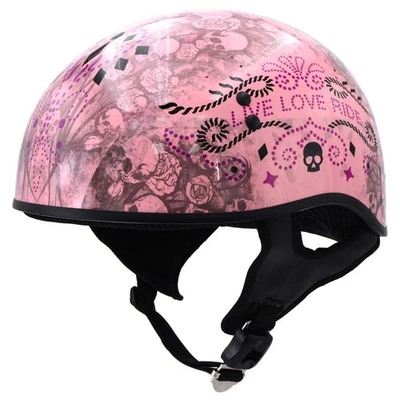 Casco de motocicleta Hot Leathers Live, Love, Ride DOT medio casco Foto 1 de 4