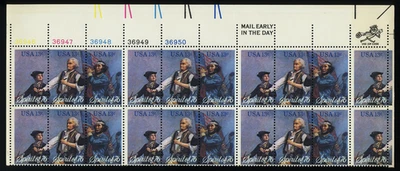 1976 13¢ Cent Spirit of '76 Plate Block of 20 Stamp Strip (Scott# 1629-1631) MNH - Image 1 of 3