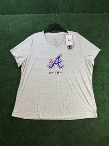 Women's Atlanta Braves Nike City Connect Practice Performance V-Neck T-Shirt 2XL - Picture 1 of 6