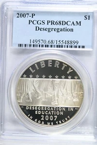 2007 P Desegregation-Little Rock HS-PCGS PR68DCAM Modern Commem Silver Dollar - Picture 1 of 2