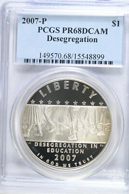 2007 P Desegregation-Little Rock HS-PCGS PR68DCAM Modern Commem Silver Dollar - Image 1 of 2