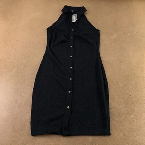 River Island Women's US Size 6 Black Textured Sleevelesss Bodycon Mini Dress NWT - Picture 1 of 9