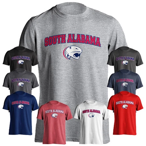 University of South Alabama Jaguars Arched Text With Logo Short Sleeve T-Shirt Cover