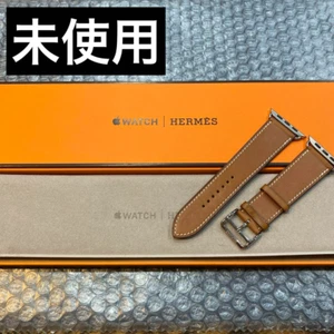 Bracelet cuir marron fauve HERMES Apple Watch 42-46 mm tour unique jamais utilisé avec boite - Photo 1 sur 8