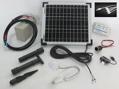 10 W Solar Insel Anlage Photovoltaik Akku Regler Solarmodul PV LED USB Leuchte - Bild 1 von 4