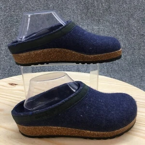 Haflinger Shoes Womens 38 Grizzly Casual Comfort Slip On Mule Clogs Blue Wool - Picture 1 of 15