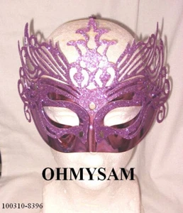 1 NEW LAVENDER COLOR FACE MASK COSTUME PARTY CARNIVAL HALLOWEEN GLITTER W/TIES - Picture 1 of 2