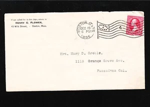 Henry C. Flower 1895 Boston Flag #4 Cover - Mary Greble Pasadena CA 3u - Picture 1 of 1