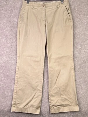 Lands End Pants Womens 8 Brown Khaki Flat Front Chino Trouser Cuffed Hem 519182 - Image 1 of 4