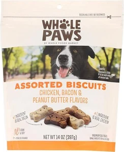 Whole Paws Dog Treats 14oz – Assorted Flavors Chicken, Bacon & Peanut Butter - Picture 1 of 4