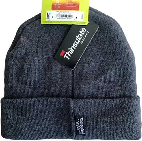 冬季 3M 豆豆男式弹力保暖 Tek Thinsulate 头饰工作保护灰色 — 第 1/2 张图片