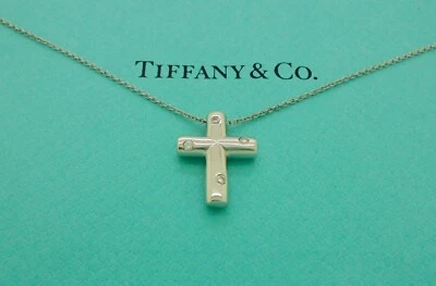 Auténtico Collar Tiffany & Co. Etoile Cruz Diamante Platino Colgante 16" Foto 1 de 4