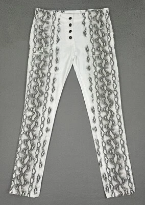 GiGi Moda Pants Women's XL White Snake Skin Print Skinny Button Fly - Image 1 of 4