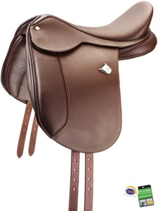 Bates Pony Dressage Saddle with CAIR FREE LEATHER BALSAM FREE COVER FREE SHIP... - Picture 1 of 2