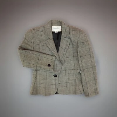 "Blazer de colección Christian Dior The Suit para mujer talla 6 lana a cuadros 23"" largo hombrera" Foto 1 de 4