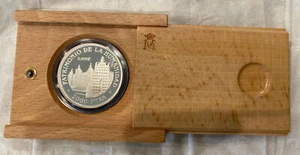 1996 2000 PTAS Juan Carlos I Spanish Coin Silver And Woodbox Commemorative - Picture 1 of 8