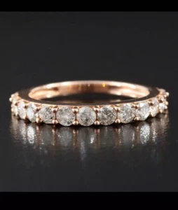 10 karat rose gold 1. 00CTW diamond 1/2 Eternity Band - Picture 1 of 4