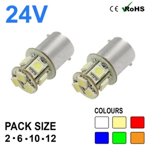 24v Side Light 149 246 R5W R10W 8 SMD BA15s LED Hella Spot Bulbs HGV Truck - Picture 1 of 4