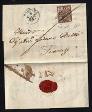 S1794-STATO PONTIFICIO 1852, BAJ 5 ( 6b),DA BOLOGNA A FIRENZE,STAMPA OLEOSA,1853