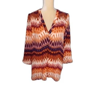 Boho batik a.n.a. Blusa jersey L morado melocotón mangas 3/4 100% poliéster - Imagen 1 de 4