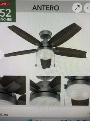 NEW Hunter Antero 52 in. Indoor Matte Silver Ceiling Fan with Light 52128 - Image 1 of 4