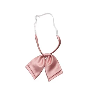 Women Elegant Dual Layer Twill Bowtie Elastic Band Pre-tied Solid Color Neck Tie - Picture 1 of 13