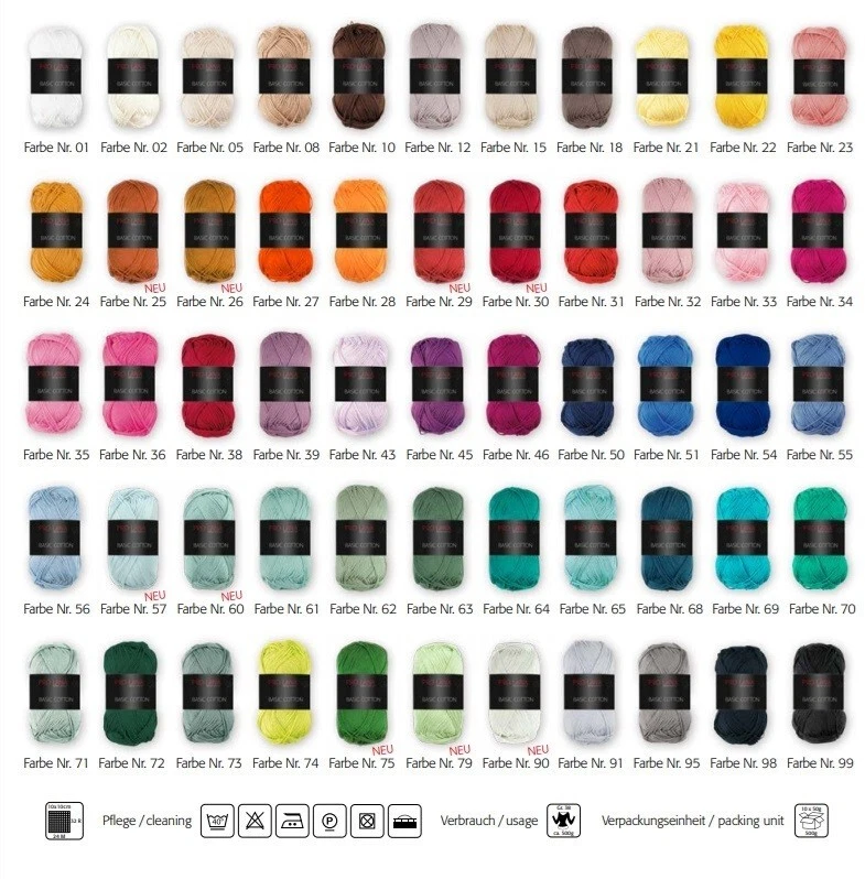 Pro Lana Basic 50 g Cotton Wolle Stricken Häkeln Garn Baumwolle mercerisiert - Bild 1 von 4