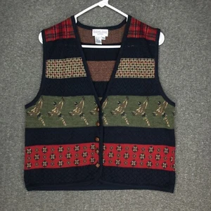 Vintage Robert Scott Petites Wool Blend Knit Vest Women's Size 8P Ducks Academia - Picture 1 of 9