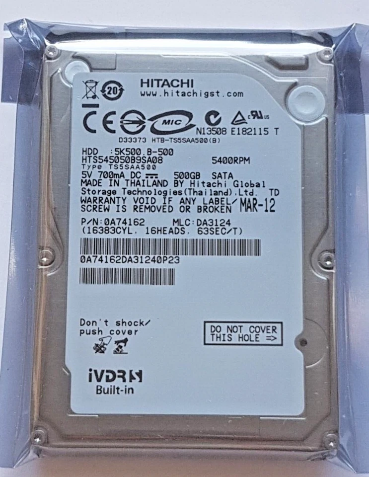 500 GB SATA Hitachi HTS545050B9SA08 5400rpm 8MB HDD 2,5 " Internal Hard Drive - Image 1 of 1