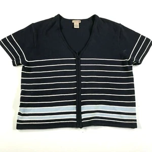 Vintage American Eagle Outfitters Sweater Shirt Womens L Blue Striped Full Zip - Picture 1 of 10