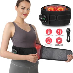 Massage Belt with Heated Vibration Therapy Electric Heating Pad for Back, Waist - Picture 1 of 24